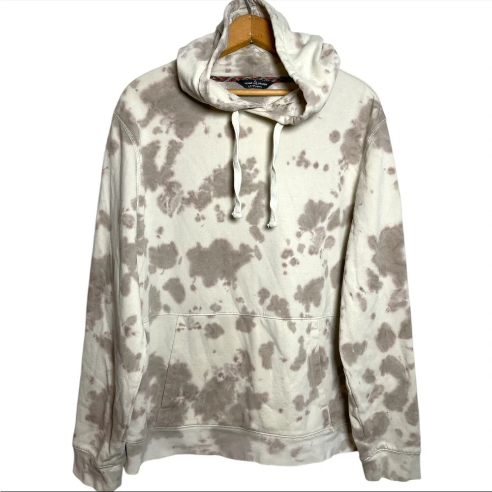 Alpine Design Mens tie dye cream cotton blend pop over drawstring hoodie Large